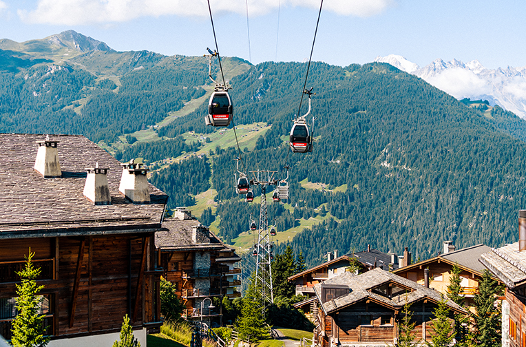 Cable cars in the summer